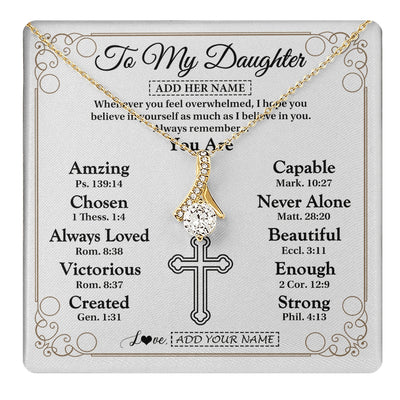 Alluring Beauty Necklace 18K Yellow Gold Finish | 1 | Personalized To My Daughter Gifts Necklace From Mom Dad Christ Christian Gifts For Daughter Birthday Christmas Graduation Custom Gift Box Message Card | https://teecentury.