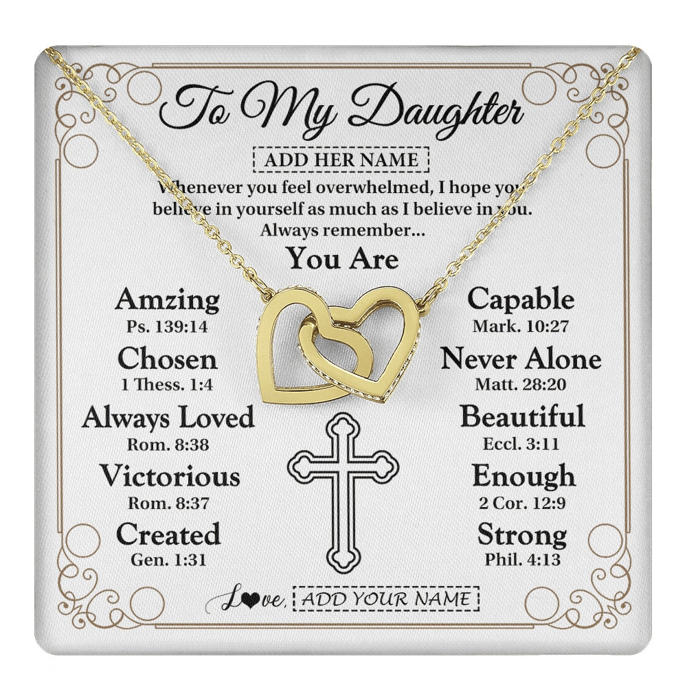 Interlocking Hearts Necklace 18K Yellow Gold Finish | 1 | Personalized To My Daughter Gifts Necklace From Mom Dad Christ Christian Gifts For Daughter Birthday Christmas Graduation Custom Gift Box Message Card | https://teecentury.