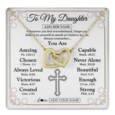 Interlocking Hearts Necklace 18K Yellow Gold Finish | 1 | Personalized To My Daughter Gifts Necklace From Mom Dad Christ Christian Gifts For Daughter Birthday Christmas Graduation Custom Gift Box Message Card | https://teecentury.