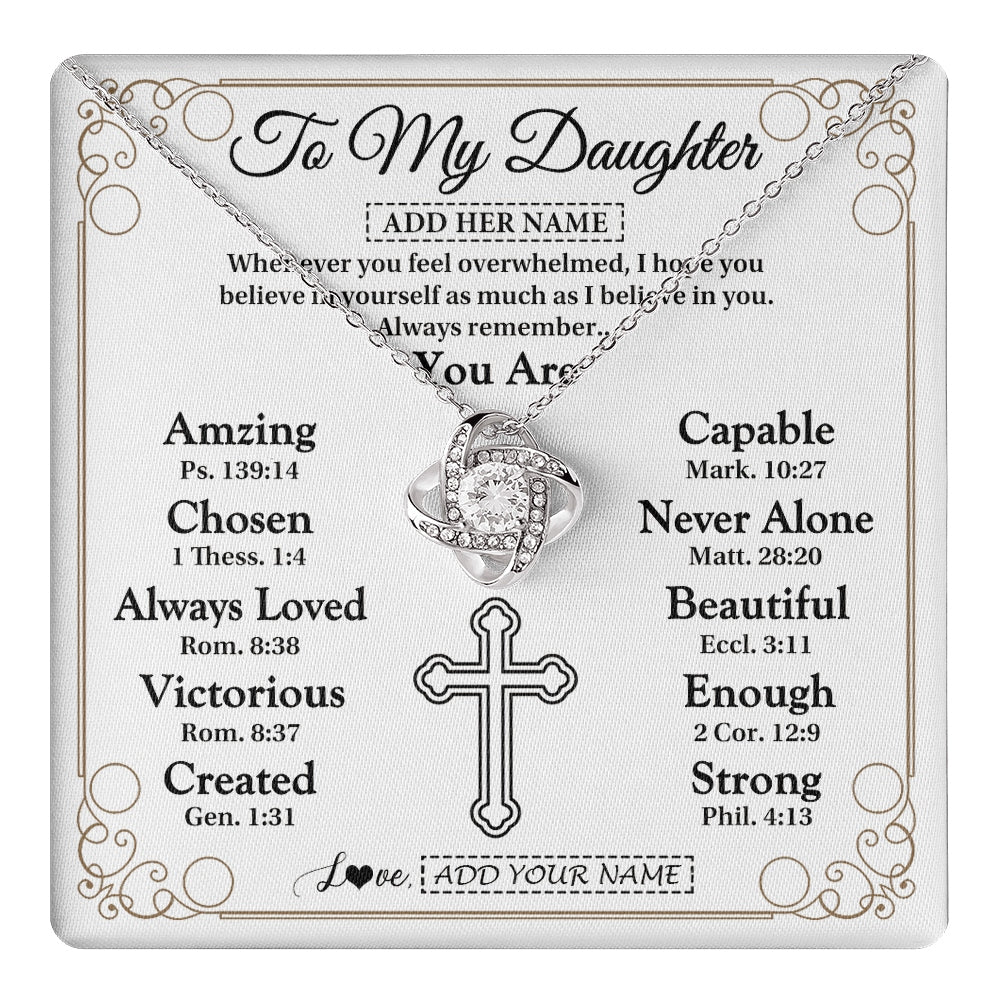 Love Knot Necklace 14K White Gold Finish | 1 | Personalized To My Daughter Gifts Necklace From Mom Dad Christ Christian Gifts For Daughter Birthday Christmas Graduation Custom Gift Box Message Card | https://teecentury.