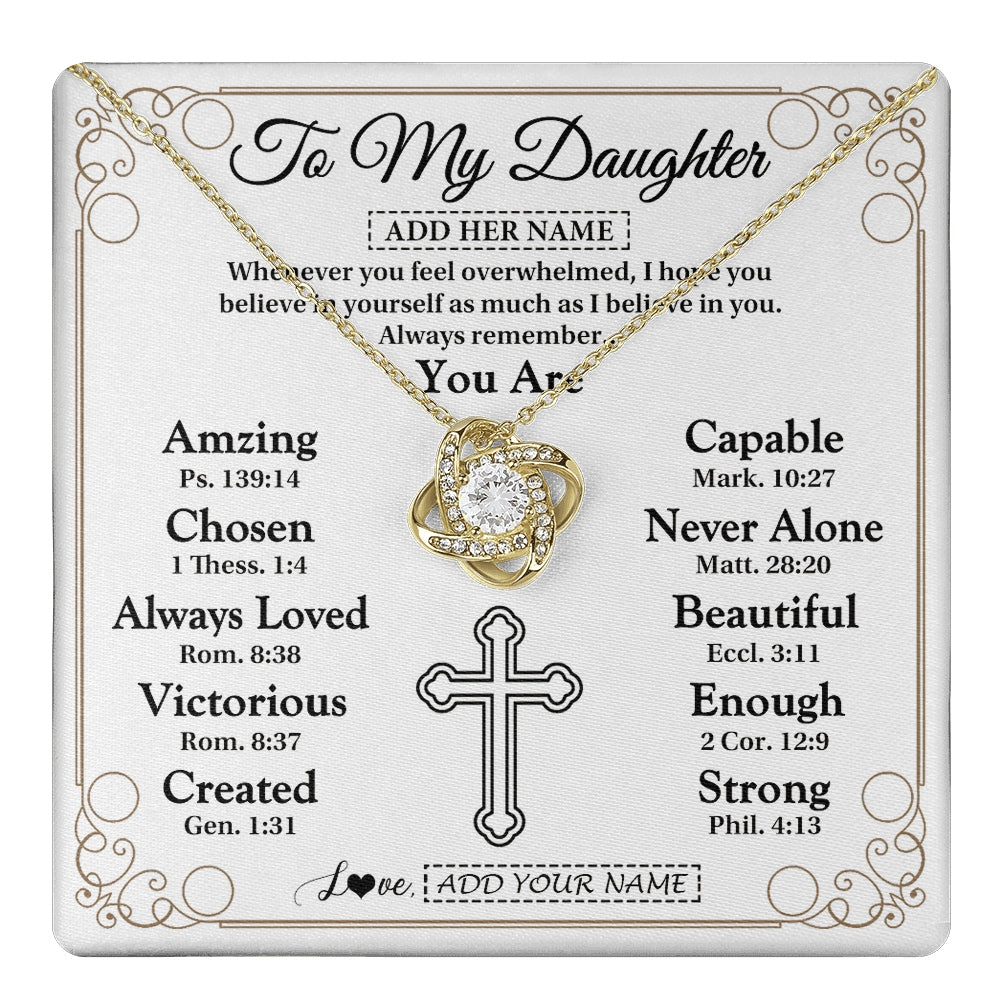 Love Knot Necklace 18K Yellow Gold Finish | 1 | Personalized To My Daughter Gifts Necklace From Mom Dad Christ Christian Gifts For Daughter Birthday Christmas Graduation Custom Gift Box Message Card | https://teecentury.