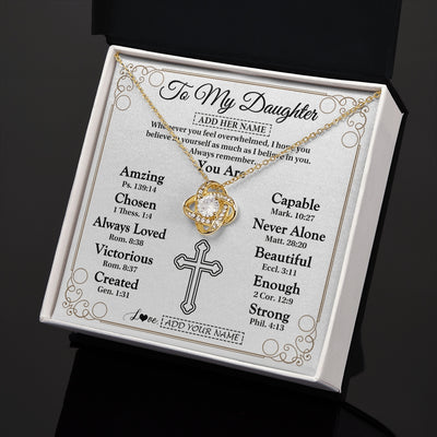 Love Knot Necklace 18K Yellow Gold Finish | 2 | Personalized To My Daughter Gifts Necklace From Mom Dad Christ Christian Gifts For Daughter Birthday Christmas Graduation Custom Gift Box Message Card | https://teecentury.