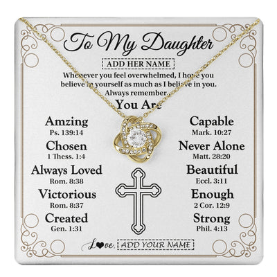 Love Knot Necklace 18K Yellow Gold Finish | 1 | Personalized To My Daughter Gifts Necklace From Mom Dad Christ Christian Gifts For Daughter Birthday Christmas Graduation Custom Gift Box Message Card | https://teecentury.