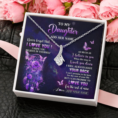 Alluring Beauty Necklace 14K White Gold Finish | 2 | Personalized To My Daughter Gifts Necklace From Mom Dad Floral Butterfly Love You Daughter Birthday Gifts Graduation Christmas Custom Gift Box Message Card | https://teecentury.