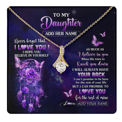 Alluring Beauty Necklace 18K Yellow Gold Finish | 1 | Personalized To My Daughter Gifts Necklace From Mom Dad Floral Butterfly Love You Daughter Birthday Gifts Graduation Christmas Custom Gift Box Message Card | https://teecentury.