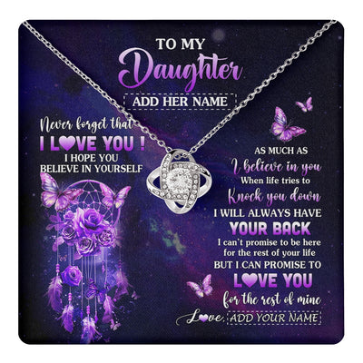 Love Knot Necklace 14K White Gold Finish | 1 | Personalized To My Daughter Gifts Necklace From Mom Dad Floral Butterfly Love You Daughter Birthday Gifts Graduation Christmas Custom Gift Box Message Card | https://teecentury.