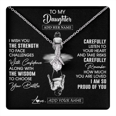 Alluring Beauty Necklace 14K White Gold Finish | 1 | Personalized To My Daughter Gifts Necklace From Mom Dad I Wish You The Strength Daughter Birthday Gifts Christmas Graduation Custom Gift Box Message Card | https://teecentury.