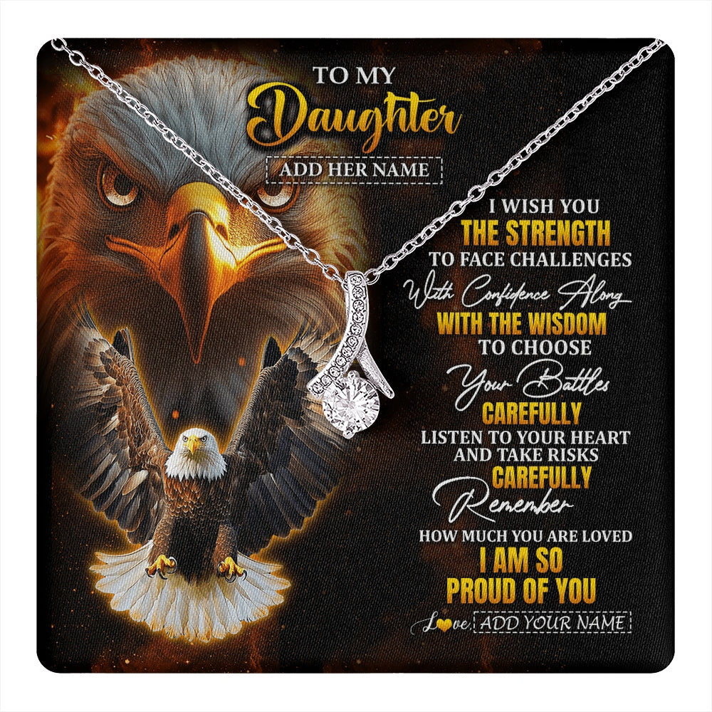 Alluring Beauty Necklace 14K White Gold Finish | 1 | Personalized To My Daughter Gifts Necklace From Mom Dad I Wish You The Strength Eagle Daughter Birthday Gifts Christmas Graduation Custom Gift Box Message Card | https://teecentury.