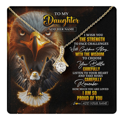 Alluring Beauty Necklace 18K Yellow Gold Finish | 1 | Personalized To My Daughter Gifts Necklace From Mom Dad I Wish You The Strength Eagle Daughter Birthday Gifts Christmas Graduation Custom Gift Box Message Card | https://teecentury.