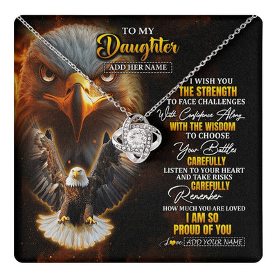 Love Knot Necklace 14K White Gold Finish | 1 | Personalized To My Daughter Gifts Necklace From Mom Dad I Wish You The Strength Eagle Daughter Birthday Gifts Christmas Graduation Custom Gift Box Message Card | https://teecentury.