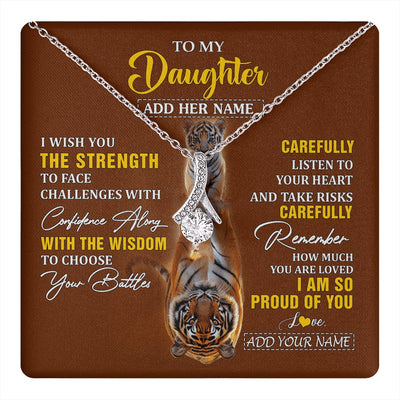Alluring Beauty Necklace 14K White Gold Finish | 1 | Personalized To My Daughter Gifts Necklace From Mom Dad I Wish You The Strength Tiger Daughter Birthday Gifts Christmas Graduation Custom Gift Box Message Card | https://teecentury.