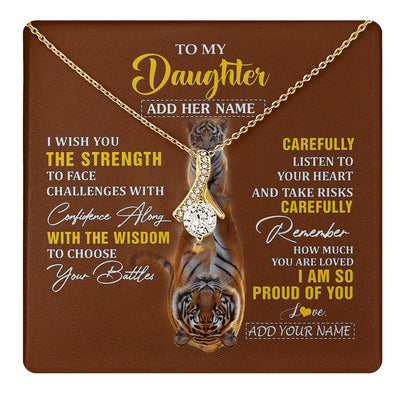 Alluring Beauty Necklace 18K Yellow Gold Finish | 1 | Personalized To My Daughter Gifts Necklace From Mom Dad I Wish You The Strength Tiger Daughter Birthday Gifts Christmas Graduation Custom Gift Box Message Card | https://teecentury.