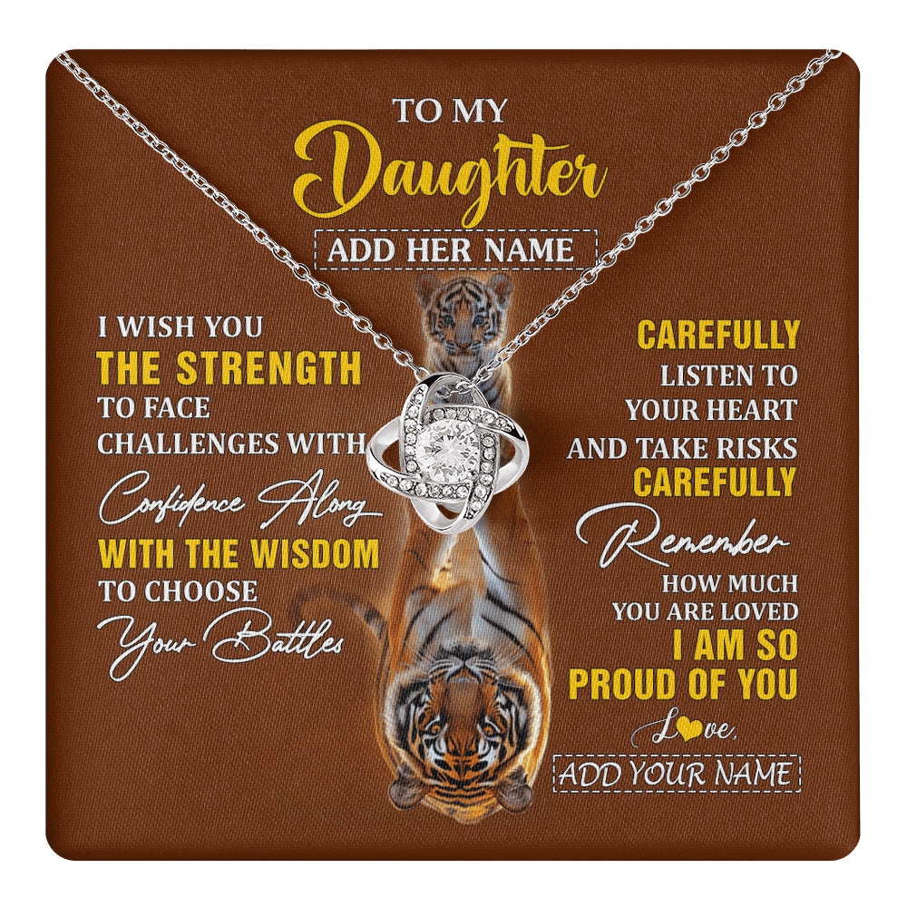 Love Knot Necklace 14K White Gold Finish | 1 | Personalized To My Daughter Gifts Necklace From Mom Dad I Wish You The Strength Tiger Daughter Birthday Gifts Christmas Graduation Custom Gift Box Message Card | https://teecentury.