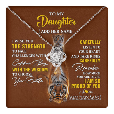 Love Knot Necklace 14K White Gold Finish | 1 | Personalized To My Daughter Gifts Necklace From Mom Dad I Wish You The Strength Tiger Daughter Birthday Gifts Christmas Graduation Custom Gift Box Message Card | https://teecentury.