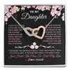 Interlocking Hearts Necklace Stainless Steel & Rose Gold Finish | 1 | Personalized To My Daughter Gifts Necklace From Mom Dad Mother Father Love Precious Daughter Birthday Graduation Christmas Customized Gift Box Message Card | teecentury
