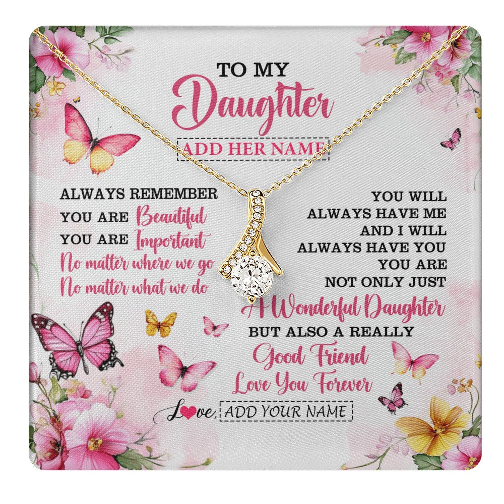 Alluring Beauty Necklace 18K Yellow Gold Finish | 1 | Personalized To My Daughter Gifts Necklace From Mom Dad Mother Father You Are Beautiful Birthday Gifts For Daughter Graduation Christmas Gift Box Message Card | https://teecentury.