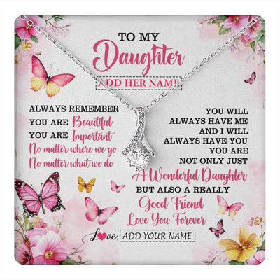 Alluring Beauty Necklace 14K White Gold Finish | 1 | Personalized To My Daughter Gifts Necklace From Mom Dad Mother Father You Are Beautiful Birthday Gifts For Daughter Graduation Christmas Gift Box Message Card | https://teecentury.