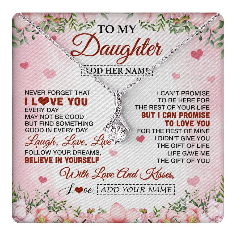 Alluring Beauty Necklace 14K White Gold Finish | 1 | Personalized To My Daughter Gifts Necklace From Mom Dad Mother Floral I Love You Birthday Gifts For Daughter Graduation Christmas Customized Gift Box Message Card | https://teecentury.