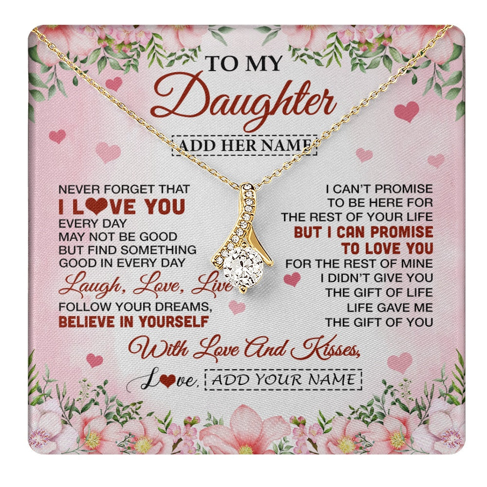 Alluring Beauty Necklace 18K Yellow Gold Finish | 1 | Personalized To My Daughter Gifts Necklace From Mom Dad Mother Floral I Love You Birthday Gifts For Daughter Graduation Christmas Customized Gift Box Message Card | https://teecentury.