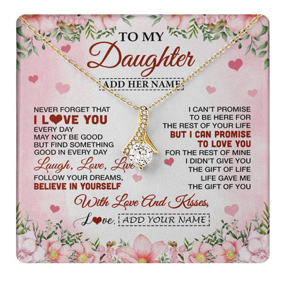 Alluring Beauty Necklace 18K Yellow Gold Finish | 1 | Personalized To My Daughter Gifts Necklace From Mom Dad Mother Floral I Love You Birthday Gifts For Daughter Graduation Christmas Customized Gift Box Message Card | https://teecentury.