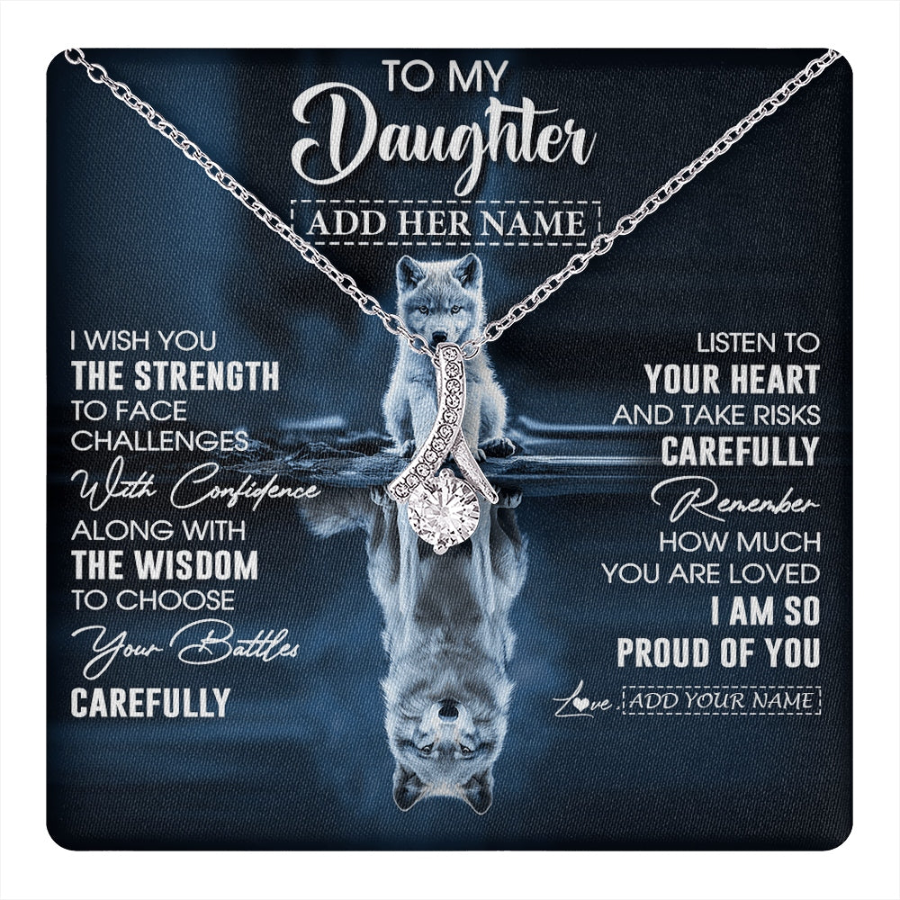 Alluring Beauty Necklace 14K White Gold Finish | 1 | Personalized To My Daughter Gifts Necklace From Mom Dad Mother I Wish You The Strength Wolf Daughter Birthday Gifts Christmas Graduation Gift Box Message Card | https://teecentury.