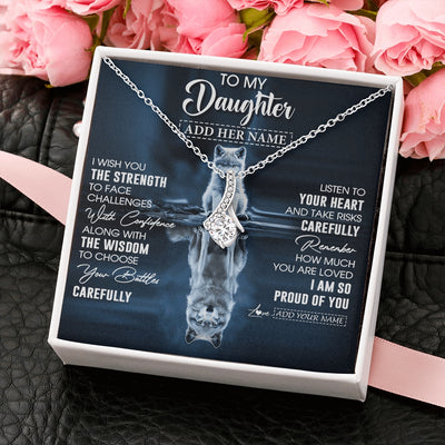 Alluring Beauty Necklace 14K White Gold Finish | 2 | Personalized To My Daughter Gifts Necklace From Mom Dad Mother I Wish You The Strength Wolf Daughter Birthday Gifts Christmas Graduation Gift Box Message Card | https://teecentury.