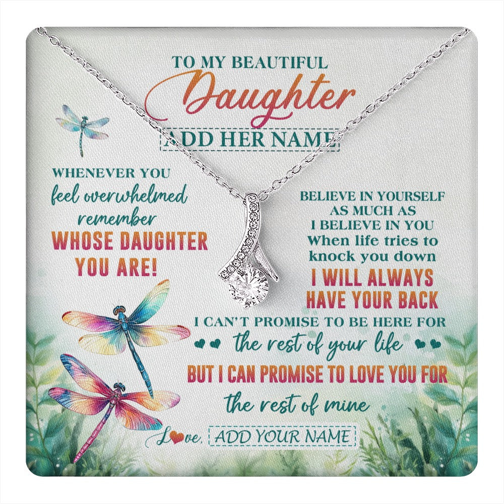 Alluring Beauty Necklace 14K White Gold Finish | 1 | Personalized To My Daughter Gifts Necklace From Mom Dad Mother Whenever You Feel Dragonfly Daughter Birthday Gifts Christmas Custom Gift Box Message Card | https://teecentury.