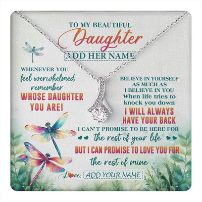 Alluring Beauty Necklace 14K White Gold Finish | 1 | Personalized To My Daughter Gifts Necklace From Mom Dad Mother Whenever You Feel Dragonfly Daughter Birthday Gifts Christmas Custom Gift Box Message Card | https://teecentury.