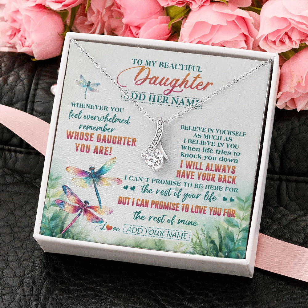 Alluring Beauty Necklace 14K White Gold Finish | 2 | Personalized To My Daughter Gifts Necklace From Mom Dad Mother Whenever You Feel Dragonfly Daughter Birthday Gifts Christmas Custom Gift Box Message Card | https://teecentury.