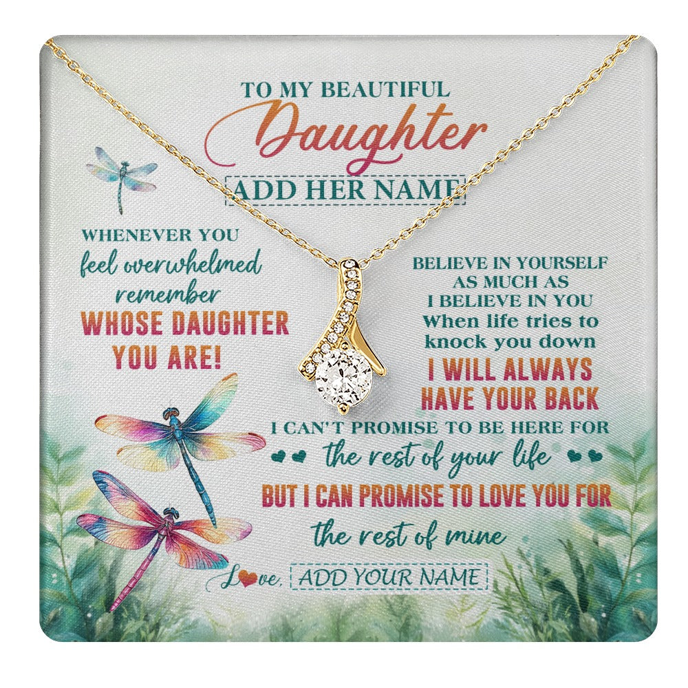 Alluring Beauty Necklace 18K Yellow Gold Finish | 1 | Personalized To My Daughter Gifts Necklace From Mom Dad Mother Whenever You Feel Dragonfly Daughter Birthday Gifts Christmas Custom Gift Box Message Card | https://teecentury.