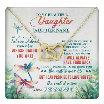 Interlocking Hearts Necklace 18K Yellow Gold Finish | 1 | Personalized To My Daughter Gifts Necklace From Mom Dad Mother Whenever You Feel Dragonfly Daughter Birthday Gifts Christmas Custom Gift Box Message Card | https://teecentury.