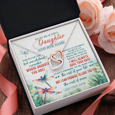 Interlocking Hearts Necklace Stainless Steel & Rose Gold Finish | 2 | Personalized To My Daughter Gifts Necklace From Mom Dad Mother Whenever You Feel Dragonfly Daughter Birthday Gifts Christmas Custom Gift Box Message Card | https://teecentury.