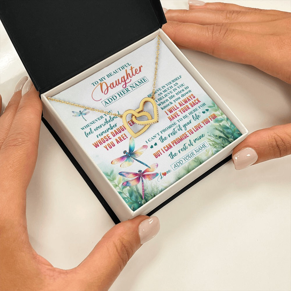 Interlocking Hearts Necklace 18K Yellow Gold Finish | 2 | Personalized To My Daughter Gifts Necklace From Mom Dad Mother Whenever You Feel Dragonfly Daughter Birthday Gifts Christmas Custom Gift Box Message Card | https://teecentury.