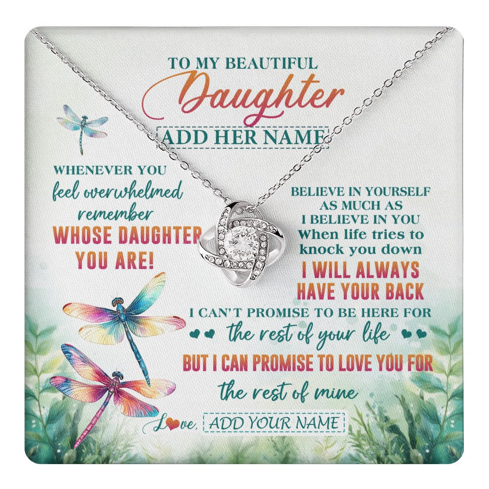 Love Knot Necklace 14K White Gold Finish | 1 | Personalized To My Daughter Gifts Necklace From Mom Dad Mother Whenever You Feel Dragonfly Daughter Birthday Gifts Christmas Custom Gift Box Message Card | https://teecentury.