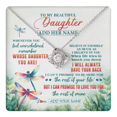 Love Knot Necklace 14K White Gold Finish | 1 | Personalized To My Daughter Gifts Necklace From Mom Dad Mother Whenever You Feel Dragonfly Daughter Birthday Gifts Christmas Custom Gift Box Message Card | https://teecentury.
