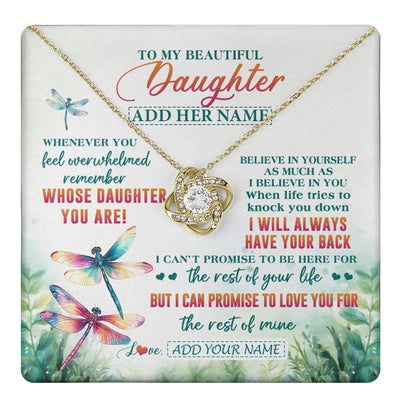 Love Knot Necklace 18K Yellow Gold Finish | 1 | Personalized To My Daughter Gifts Necklace From Mom Dad Mother Whenever You Feel Dragonfly Daughter Birthday Gifts Christmas Custom Gift Box Message Card | https://teecentury.