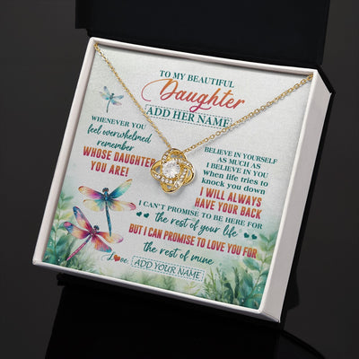 Love Knot Necklace 18K Yellow Gold Finish | 2 | Personalized To My Daughter Gifts Necklace From Mom Dad Mother Whenever You Feel Dragonfly Daughter Birthday Gifts Christmas Custom Gift Box Message Card | https://teecentury.