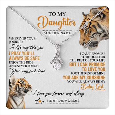 Alluring Beauty Necklace 14K White Gold Finish | 1 | Personalized To My Daughter Gifts Necklace From Mom Dad Mother Wherever Your Journey In Life Tiger Daughter Birthday Gifts Custom Gift Box Message Card | https://teecentury.
