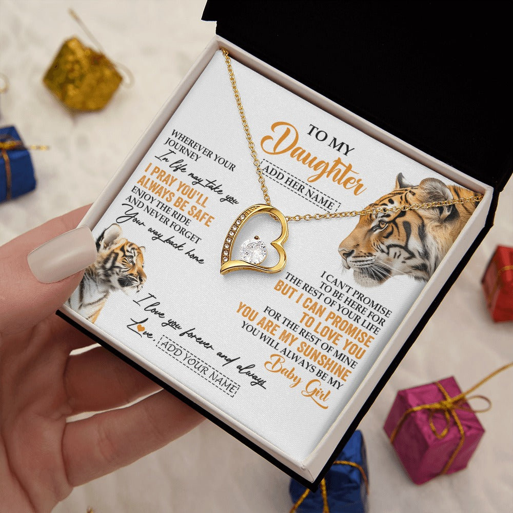 Forever Love Necklace 18K Yellow Gold Finish | 2 | Personalized To My Daughter Gifts Necklace From Mom Dad Mother Wherever Your Journey In Life Tiger Daughter Birthday Gifts Custom Gift Box Message Card | https://teecentury.