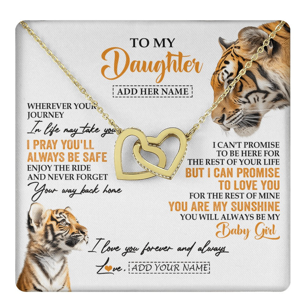 Interlocking Hearts Necklace 18K Yellow Gold Finish | 1 | Personalized To My Daughter Gifts Necklace From Mom Dad Mother Wherever Your Journey In Life Tiger Daughter Birthday Gifts Custom Gift Box Message Card | https://teecentury.