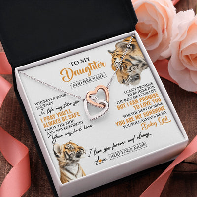 Interlocking Hearts Necklace Stainless Steel & Rose Gold Finish | 2 | Personalized To My Daughter Gifts Necklace From Mom Dad Mother Wherever Your Journey In Life Tiger Daughter Birthday Gifts Custom Gift Box Message Card | https://teecentury.