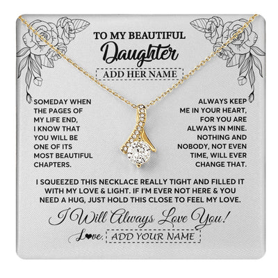 Alluring Beauty Necklace 18K Yellow Gold Finish | 1 | Personalized To My Daughter Gifts Necklace From Mom Dad Someday When The Pages Birthday For Daughter Christmas Graduation Custom Jewelry Gift Box Message Card | https://teecentury.