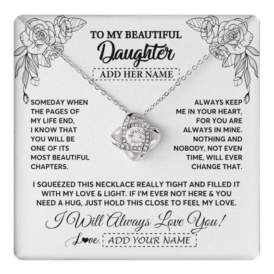 Love Knot Necklace 14K White Gold Finish | 1 | Personalized To My Daughter Gifts Necklace From Mom Dad Someday When The Pages Birthday For Daughter Christmas Graduation Custom Jewelry Gift Box Message Card | https://teecentury.