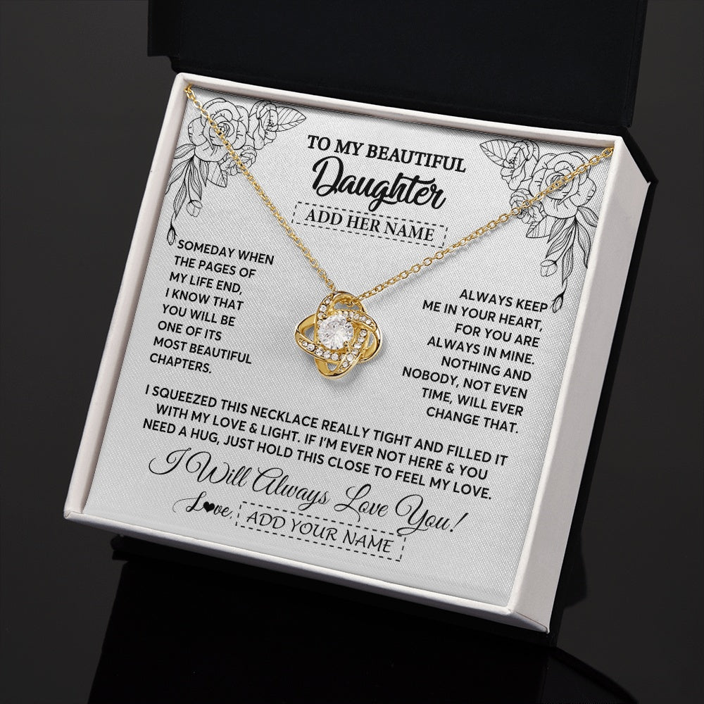 Love Knot Necklace 18K Yellow Gold Finish | 2 | Personalized To My Daughter Gifts Necklace From Mom Dad Someday When The Pages Birthday For Daughter Christmas Graduation Custom Jewelry Gift Box Message Card | https://teecentury.