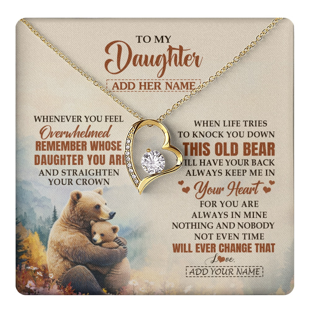 Forever Love Necklace 18K Yellow Gold Finish | 1 | Personalized To My Daughter Gifts Necklace From Mom Dad Whenever Bear Unique Birthday Gifts For Daughter Graduation Christmas Customized Gift Box Message Card | teecentury.myshopify