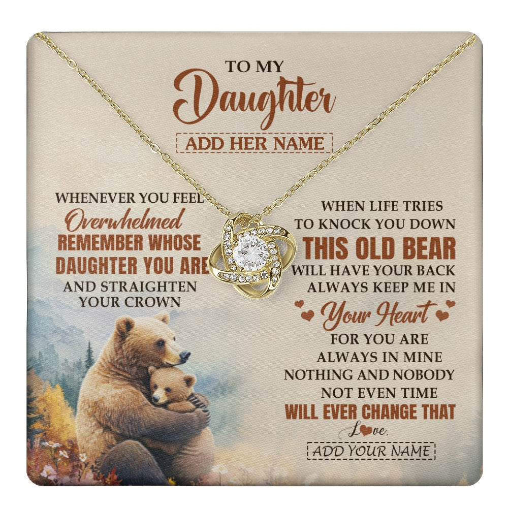 Love Knot Necklace 18K Yellow Gold Finish | 1 | Personalized To My Daughter Gifts Necklace From Mom Dad Whenever Bear Unique Birthday Gifts For Daughter Graduation Christmas Customized Gift Box Message Card | teecentury.myshopify
