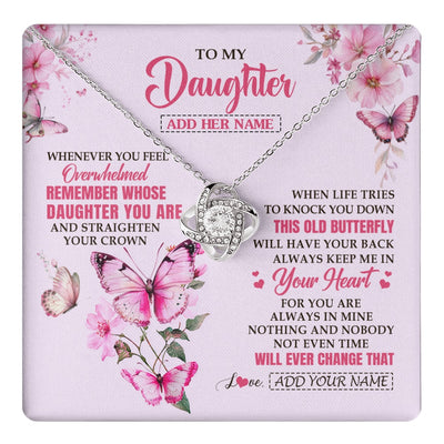 Love Knot Necklace 14K White Gold Finish | 1 | Personalized To My Daughter Gifts Necklace From Mom Dad Whenever Butterfly Unique Birthday Gifts Daughter Graduation Christmas Custom Gift Box Message Card | teecentury.myshopify