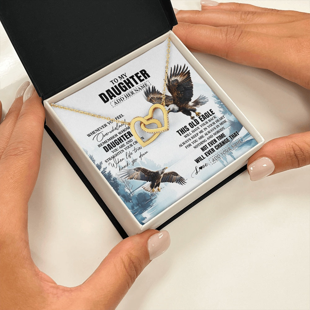 Interlocking Hearts Necklace 18K Yellow Gold Finish | 2 | Personalized To My Daughter Gifts Necklace From Mom Dad Whenever Eagle Unique Birthday Gifts For Daughter Christmas Custom Keepsake Gift Box Message Card | https://teecentury.