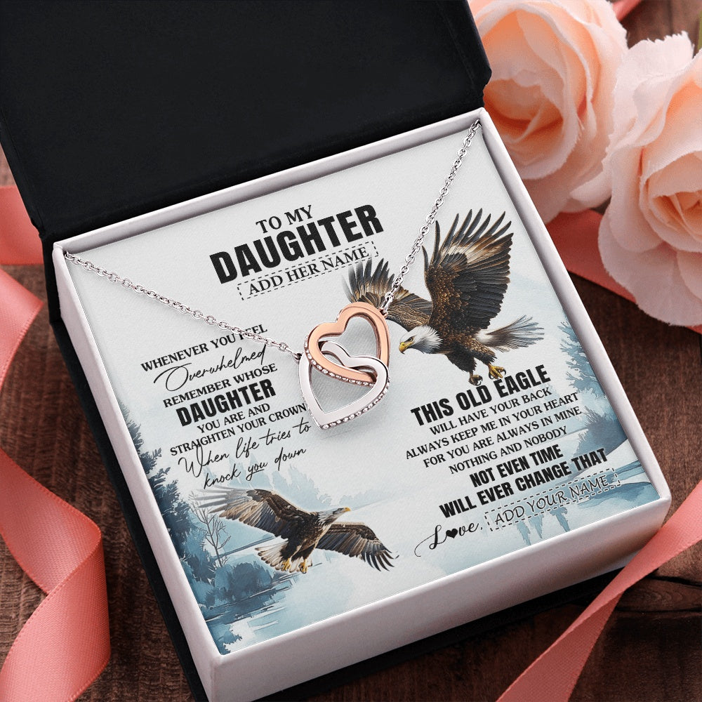 Interlocking Hearts Necklace Stainless Steel & Rose Gold Finish | 2 | Personalized To My Daughter Gifts Necklace From Mom Dad Whenever Eagle Unique Birthday Gifts For Daughter Christmas Custom Keepsake Gift Box Message Card | https://teecentury.