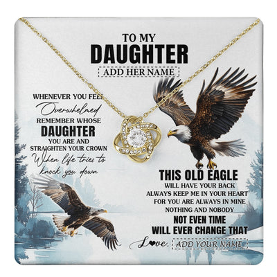 Love Knot Necklace 18K Yellow Gold Finish | 1 | Personalized To My Daughter Gifts Necklace From Mom Dad Whenever Eagle Unique Birthday Gifts For Daughter Christmas Custom Keepsake Gift Box Message Card | https://teecentury.
